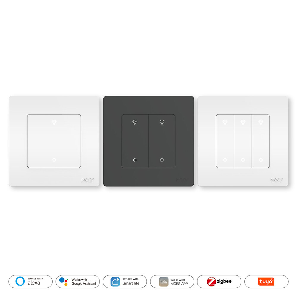 

MoesHouse Smart ZigBe Dimmer Switch EU Plug Dimmable 1-3Gang Timer Function APP Remote Control Work with Alexa Google Ho