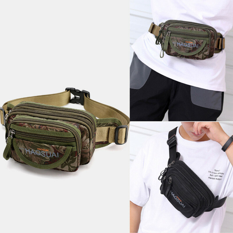 Mannen Waterdichte Multi-pocket Camouflage Outdoor Borsttas Heuptas Sling Bag