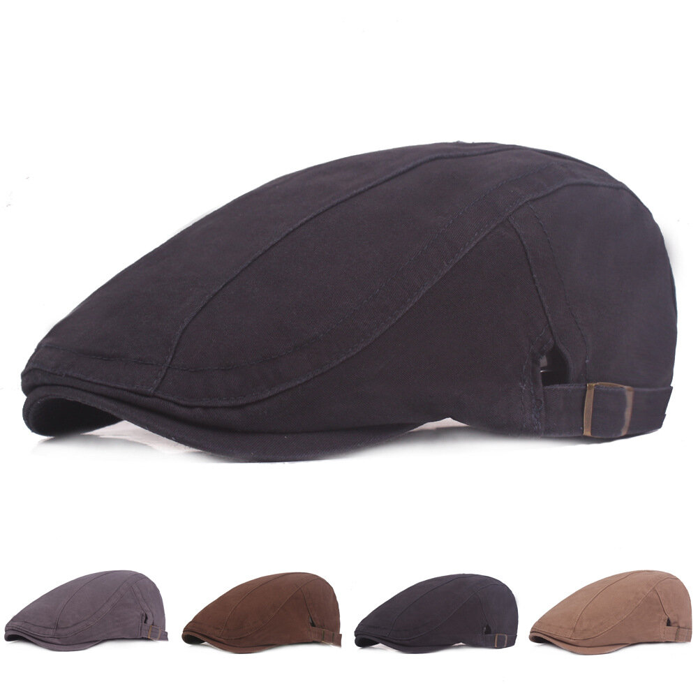 men cotton causal adjustable beret hat at Banggood