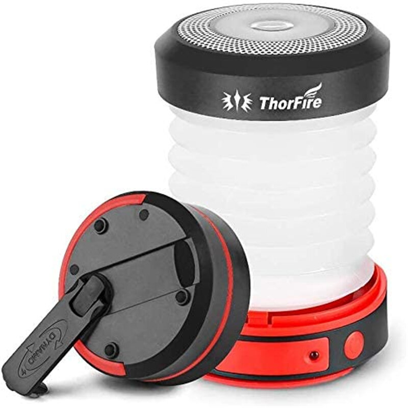 ThorFire CL01 Opvouwbare campinglamp op handkracht, USB-oplaadbare tentlamp, noodzaklamp voor thuis, kamperen, wandelen en joggen.