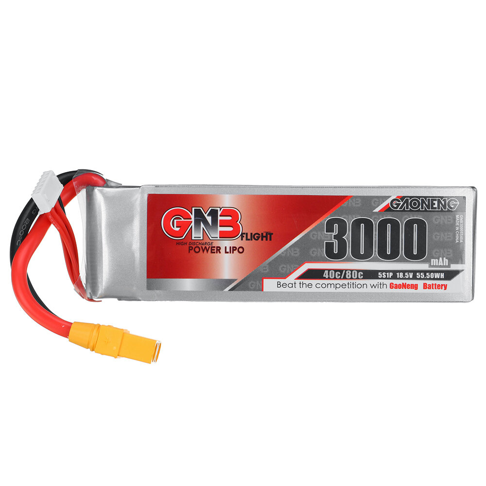 

Gaoneng GNB 18.5V 3000mAh 40C 5S LiPo Battery XT60/XT90/T Plug for FPV Racing Drone