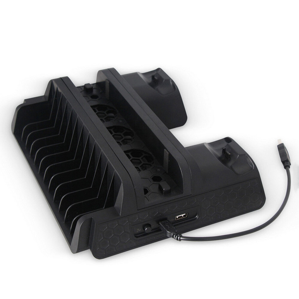 TP4-882 ABS Vertical Stand Controller Charging Station Game Storage For PS4/Slim/Pro with 3 Cooling Fan