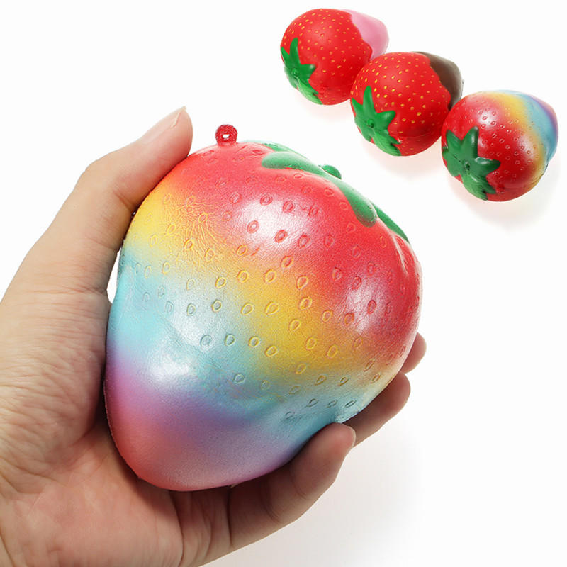 Squishy Rainbow Jam Chocolate Strawberry Jumbo 10cm Soft Slow Rising Fruit Collection Gift Decor Toy