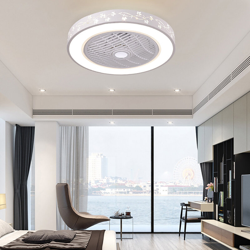 Slimme plafondventilator met afstandsbediening Mobiele telefoon Wi-Fi Indoor Home Decor Plafondventilator met licht Moderne ronde verlichting