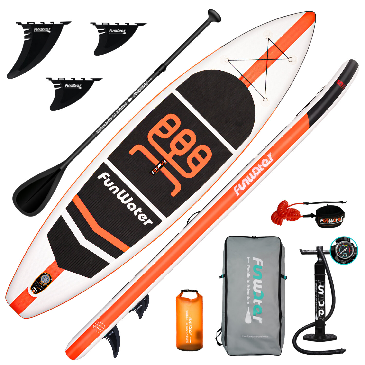 [EU Direct] FunWater Inflatable Stand Up Surfboard Paddle Board 11*33*6Inch With Air Pump Paddle Bag Waterproof Bag Safe