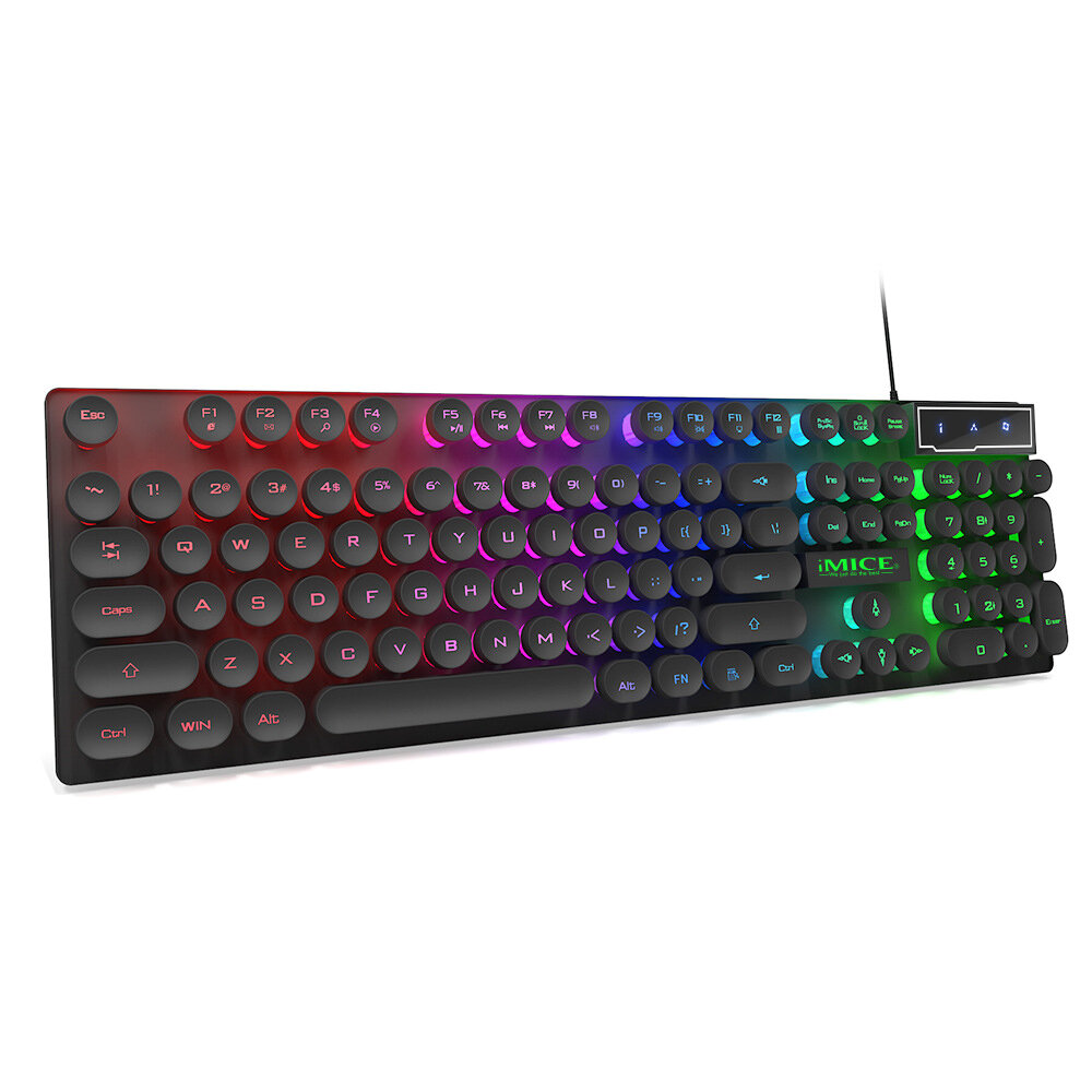 IMICE AK-800 Gaming Keyboard USB Wired Luminous Keyboard Floating Punk Round Keycaps Mechanical Feel Waterproof Keyboard