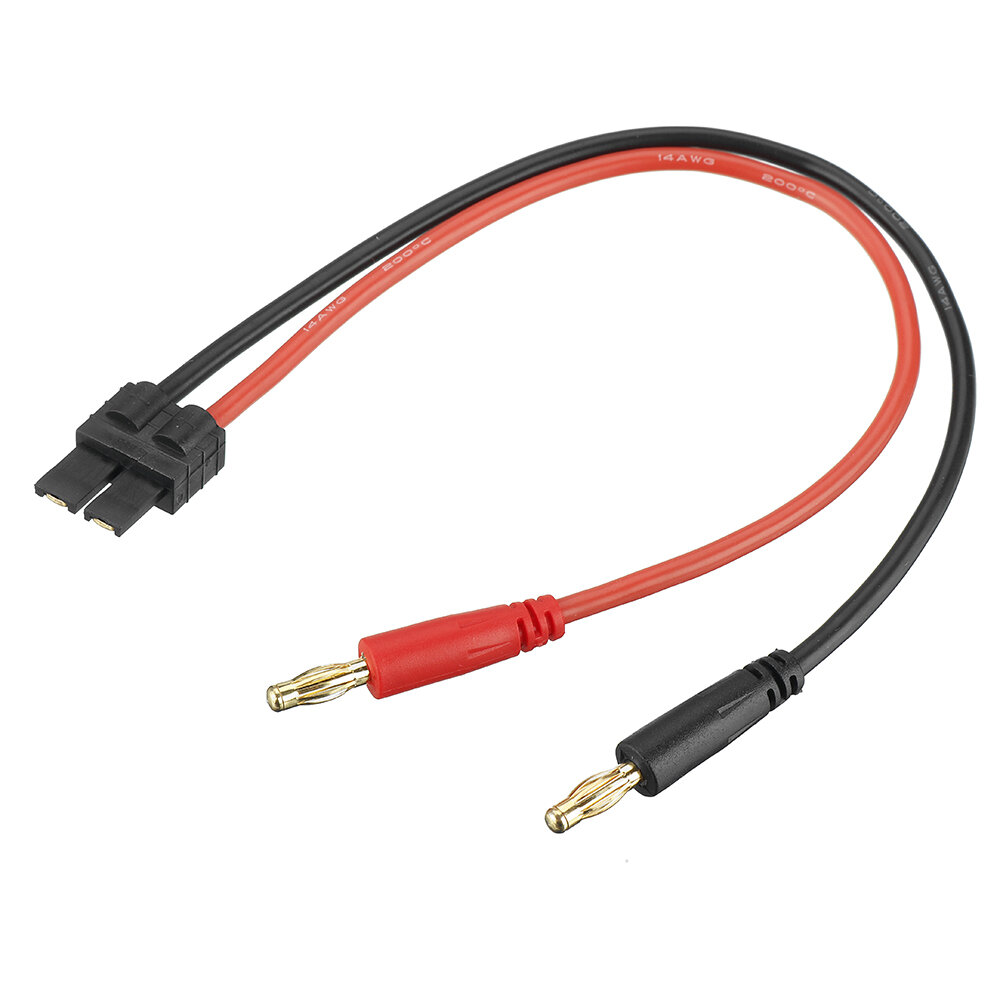 EUHOBBY 25cm 14AWG TRX Male Plug to 4.0mm Banana Male Plug Silicone Charging Cable for Battery Charg