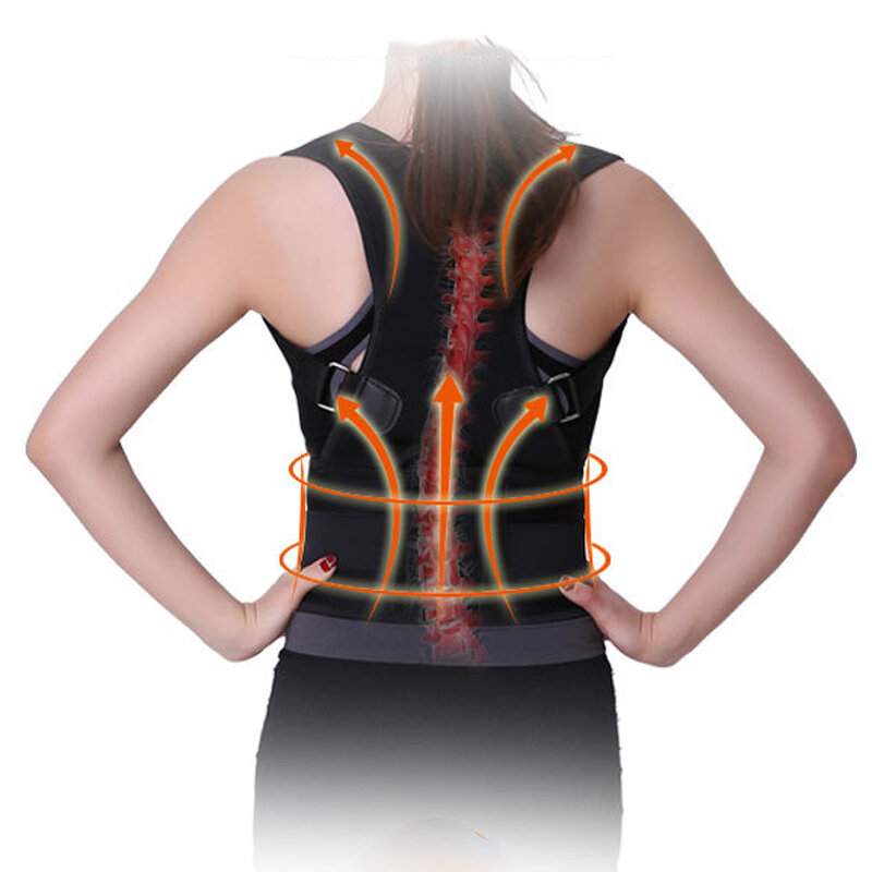 

KALOAD Back Brace Support Belt Magnet Heating Adjustable Back Posture Corrector Spine Back Shoulder Posture Correction V