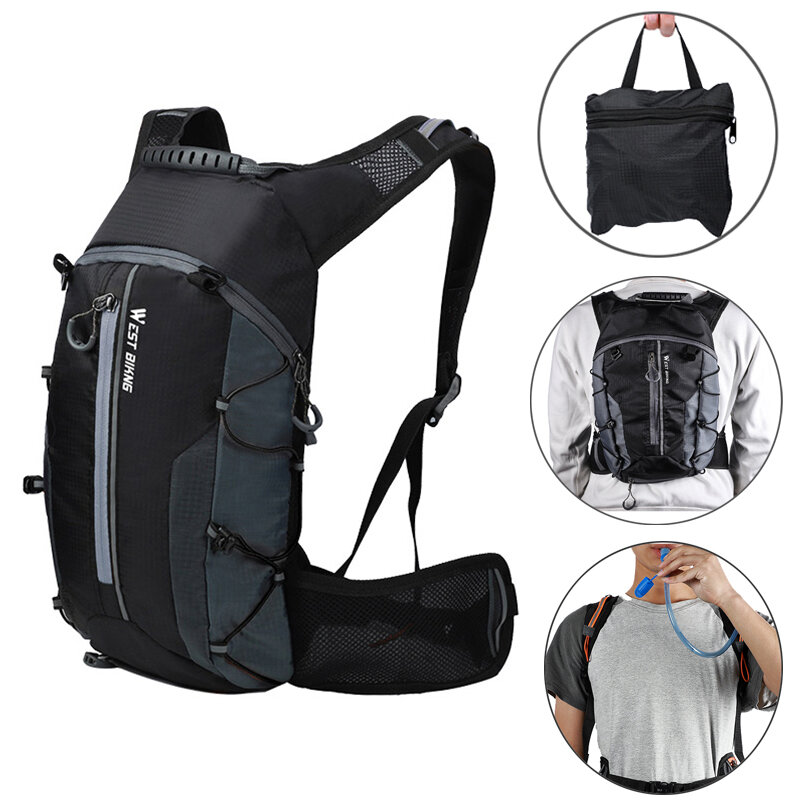 Στα €14.25 από αποθήκη Τσεχίας | WEST BIKING 10L Foldable Waterproof Bike Backpack Hydration Water Backpack for Running Cycling Hiking
