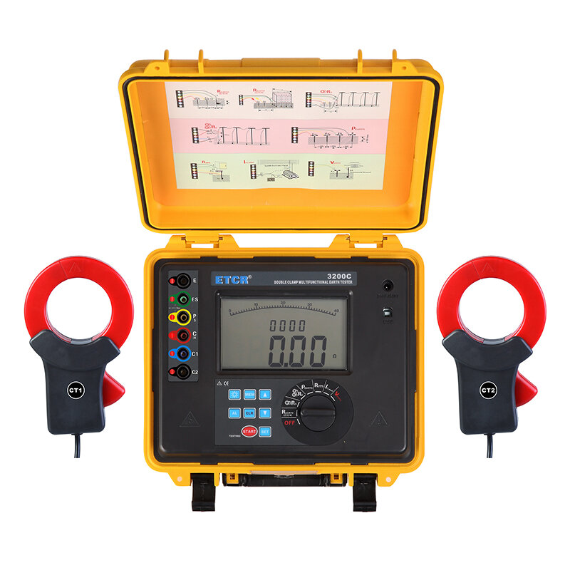 

ETCR3200C bluetooth Multifunction Double Clamp Ground Resistance Tester AC 100V 600A Leakage Test Waterproof Ground Pile