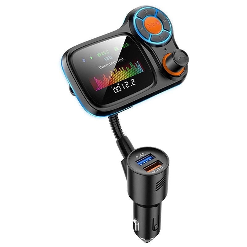 

Bakeey T831 bluetooth 5.0 FM Transmitter 18W QC3.0 USB Car Charger Handsfree Call MP3 Player LED Digital Display