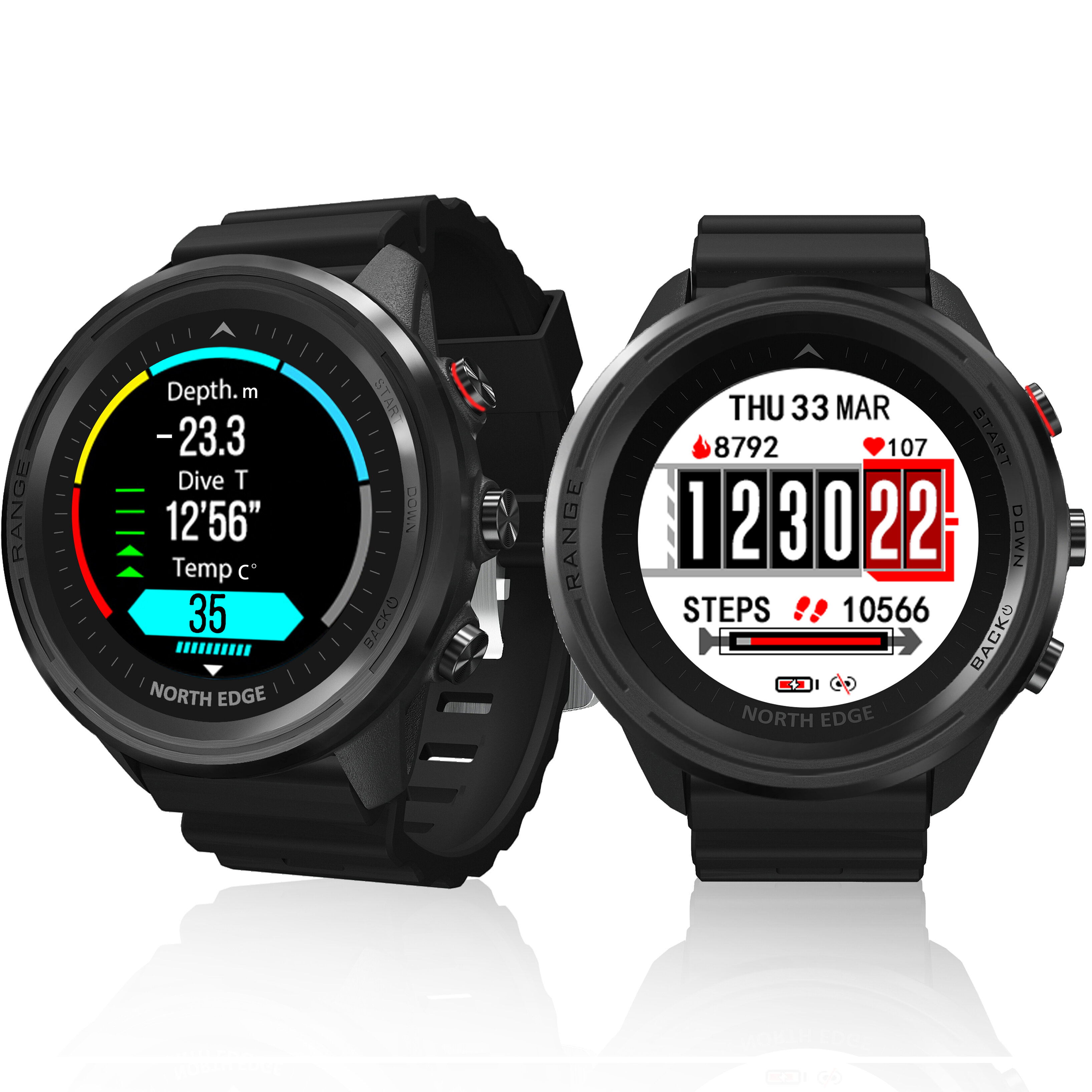 

[BT5.1] NORTH EDGE Range 5 GPS Glonass Beidou Compass Barometer Altimeter Multi-Sports Modes Heart Rate Monitor Diving W