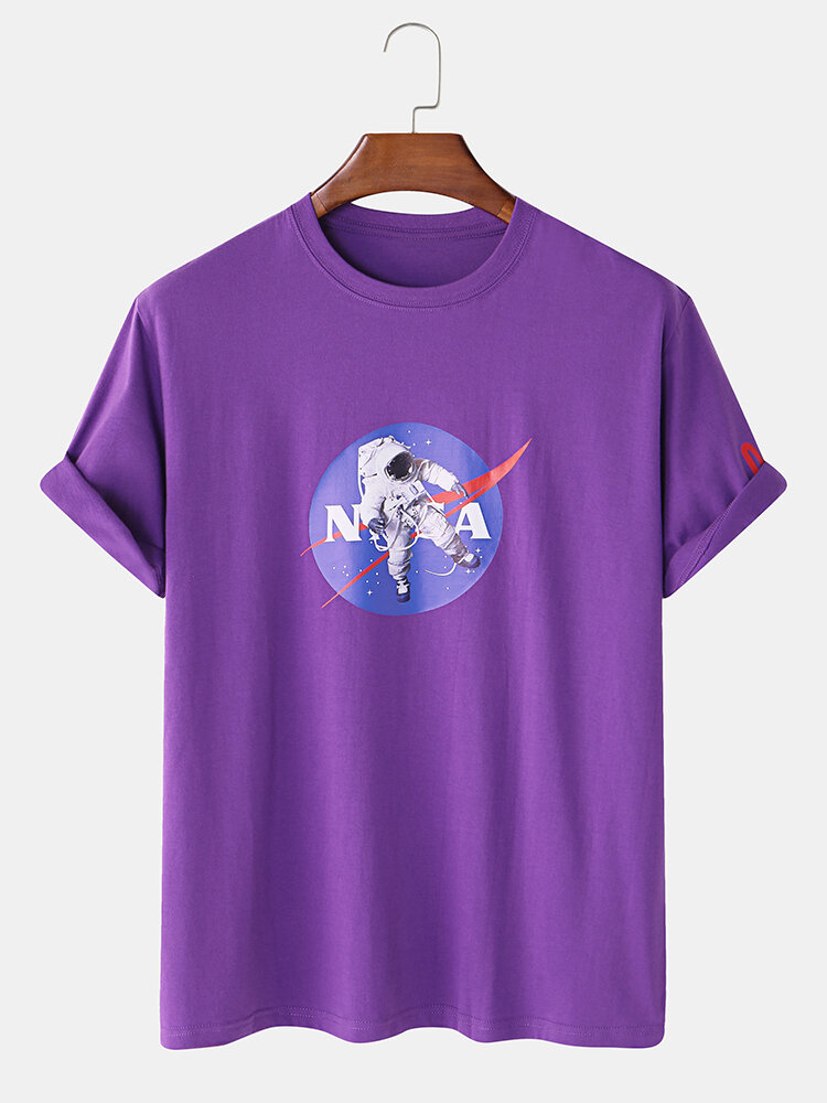 

Mens Designer Astronaut License Breathable Crew Neck Short Sleeve T-Shirts
