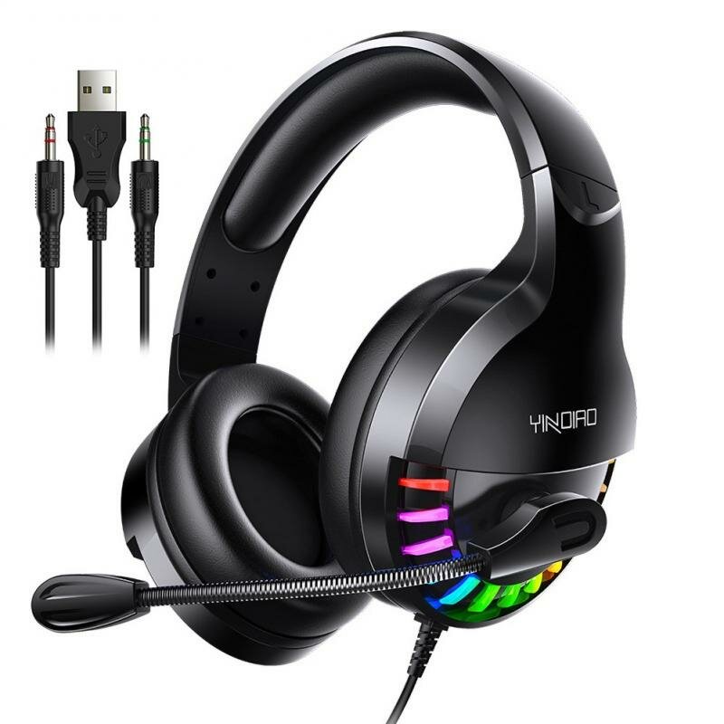 Bakeey Q2 USB 3.5mm AUX Wired Gaming Headset Over-Ear Surround Bass HD Voice Low Loss RGB Light Head