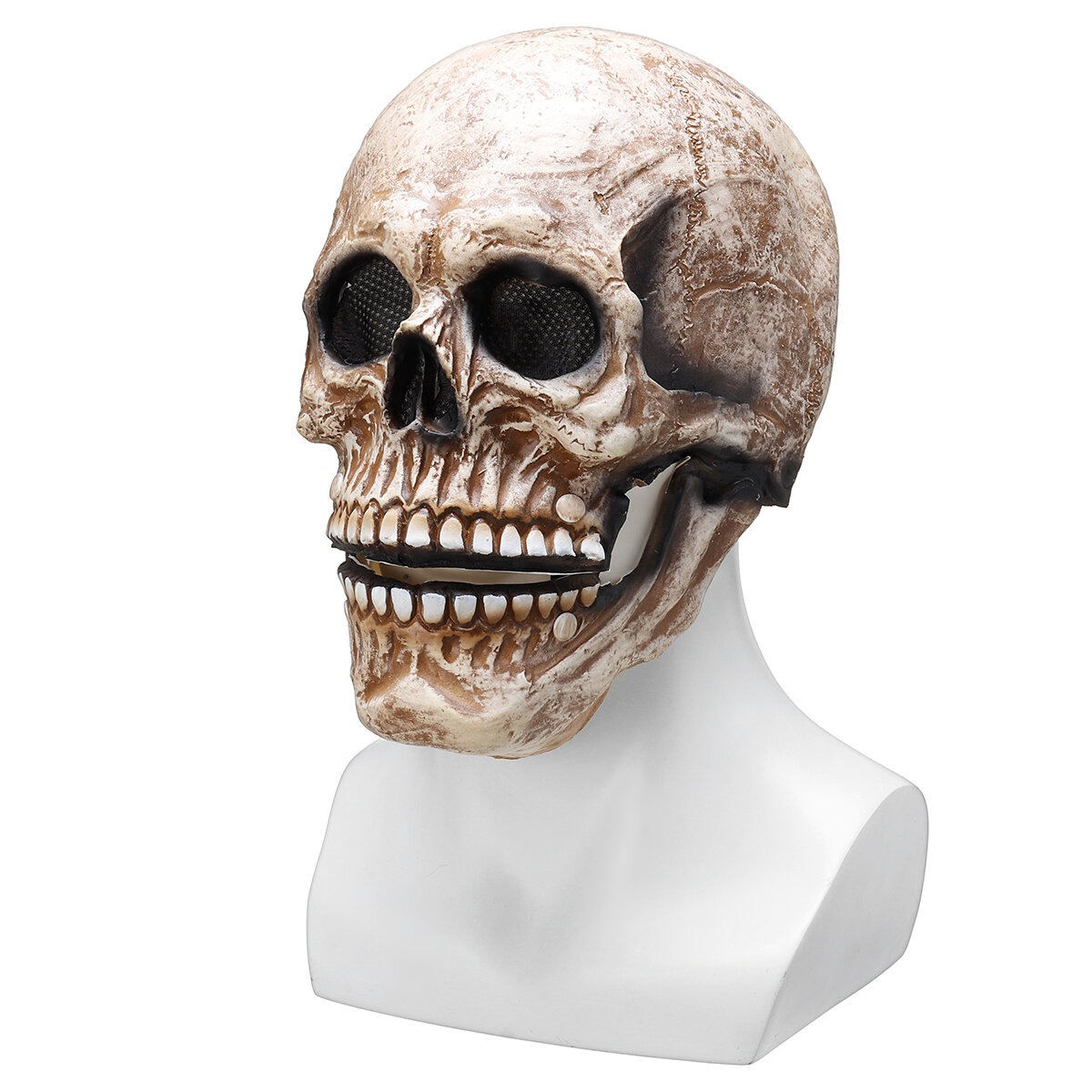 

Full Head Skull Mask Helmet with Movable Jaw Halloween Party Prop Latex Headgear