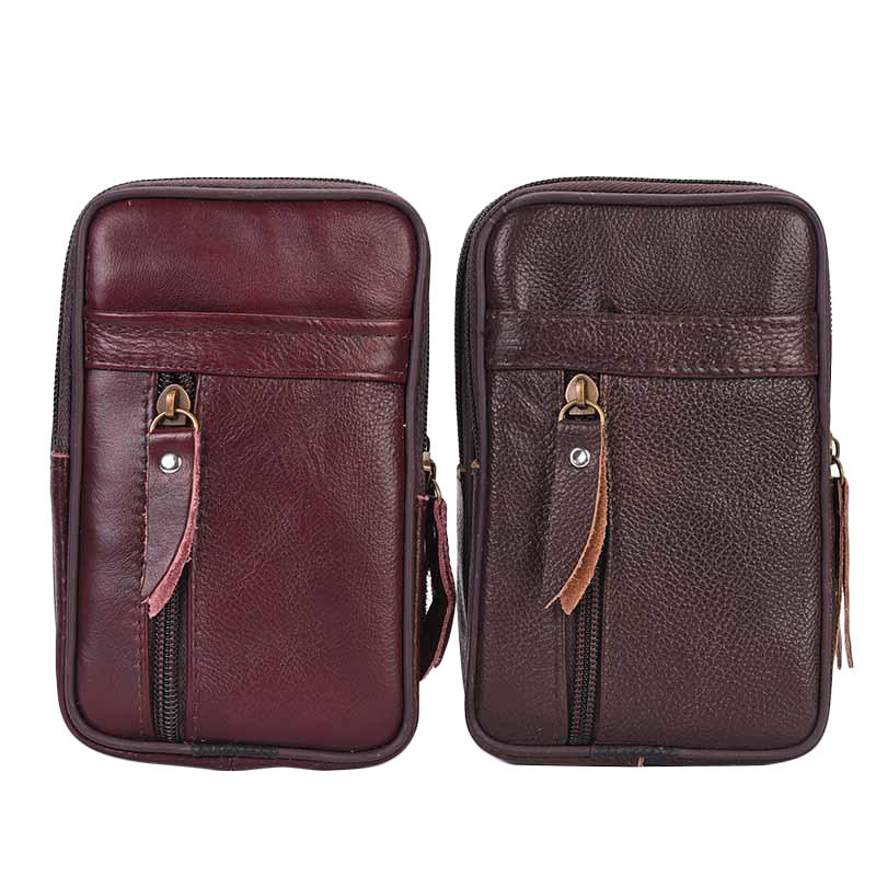 Mode extérieure verticale en cuir hommes taille sac Portable Zip Coin sac à main sac de téléphone
