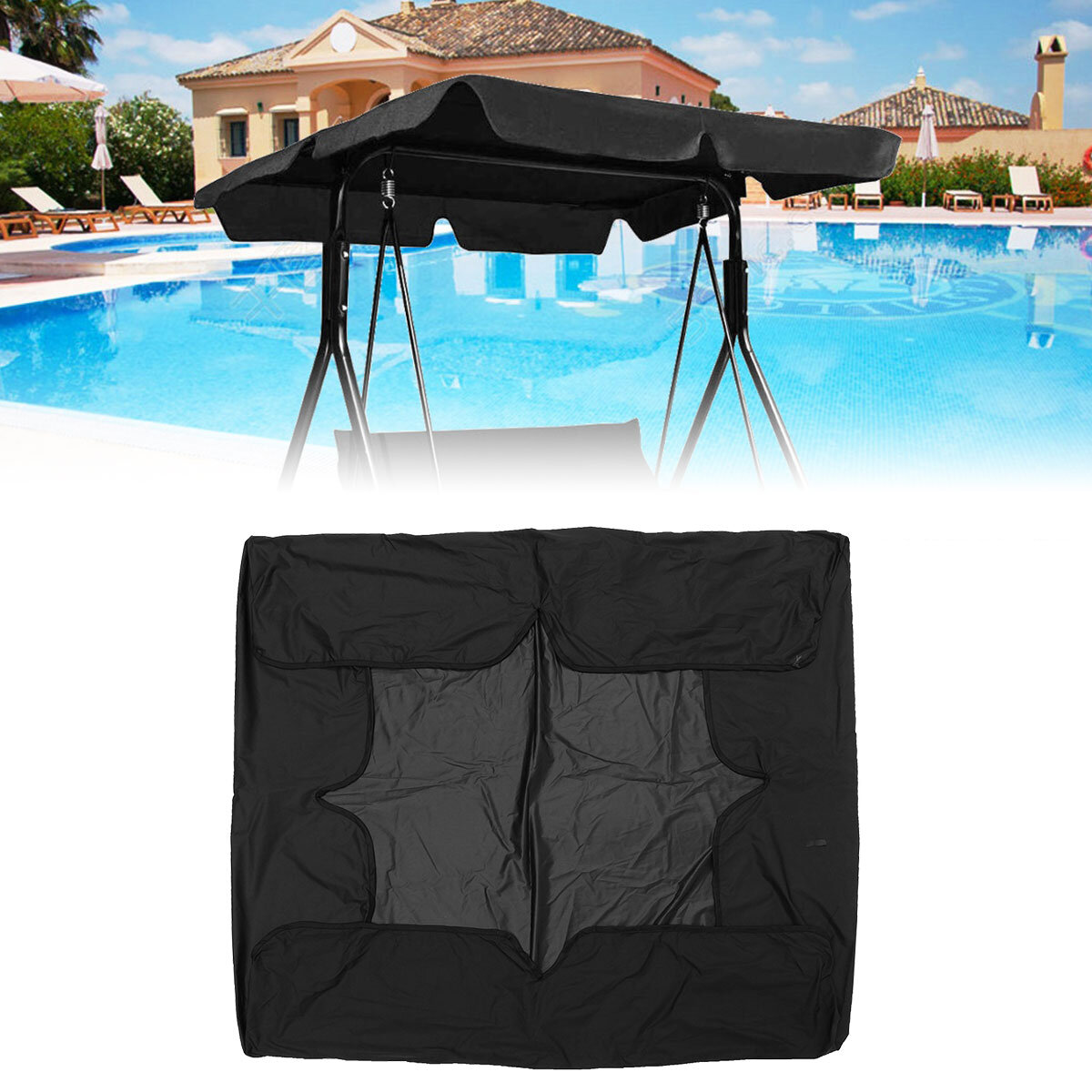 2 θέσεων Patio Swing Hammock Chair Anti-UV Waterproof Canopy Spare Cover   Backrest   Cushion Cover