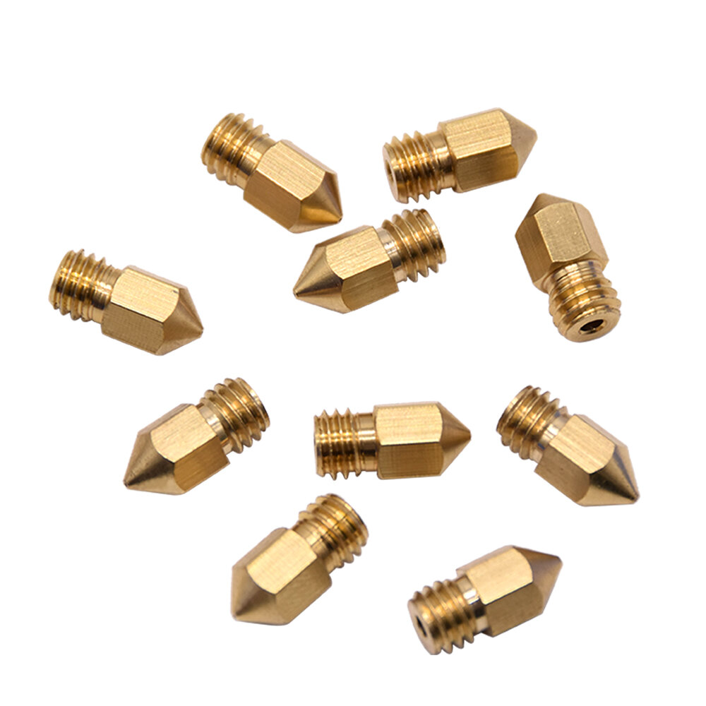 10PCS MK8 Brass Nozzle 0.3/0.4/0.5/0.6/0.8MM 1.75MM MK8 Makerbot Extruder Print Head 3D Printer Parts