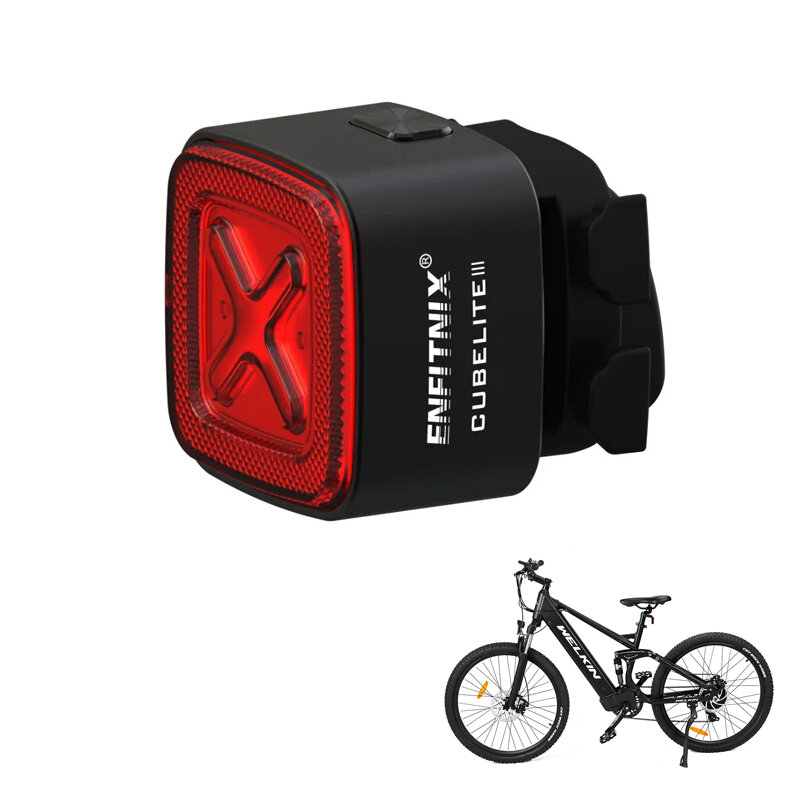 

Enfitnix Cubelite III Smart Bike Taillight Brake Sense 400mAh Battery 4 Light Modes USB-C Rechargeable IPX6 Waterproof W