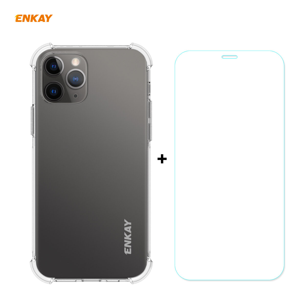 Enkay 2-in-1 for iPhone 12 Pro / 12 Accessories with Airbags Non-Yellow Transparent TPU Protective C
