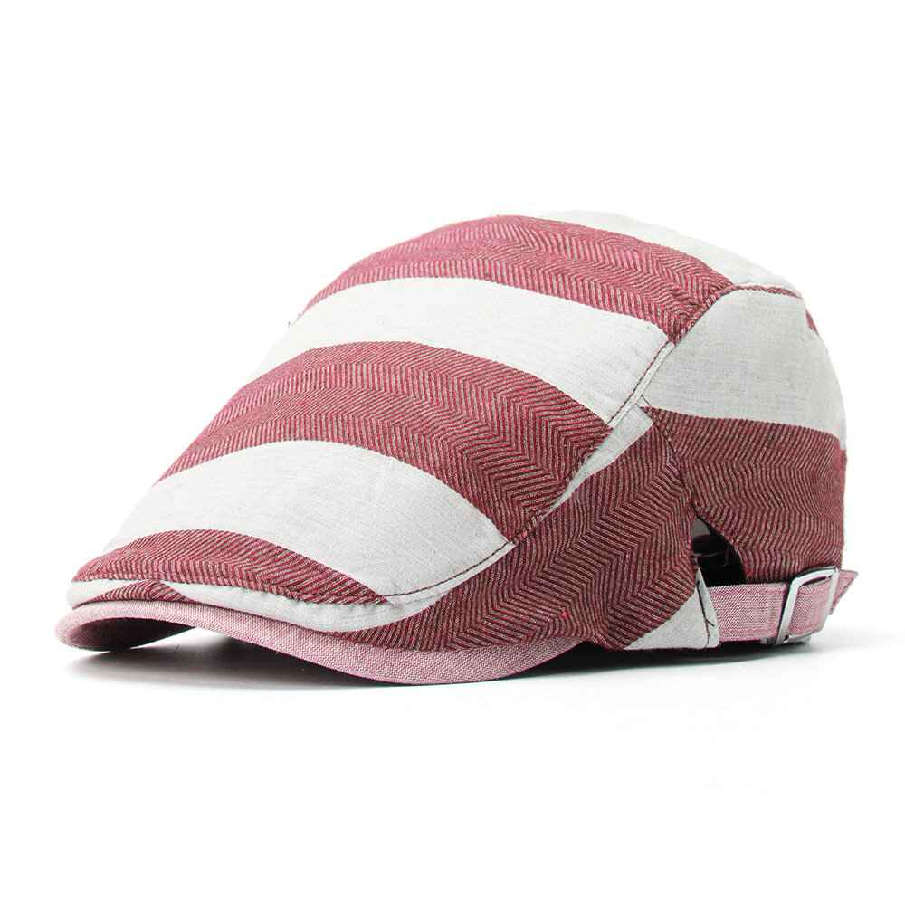 

Men Women Cotton Stripe Beret Caps Duck Hat Sunshade Casual Outdoors Peaked Forward Cap