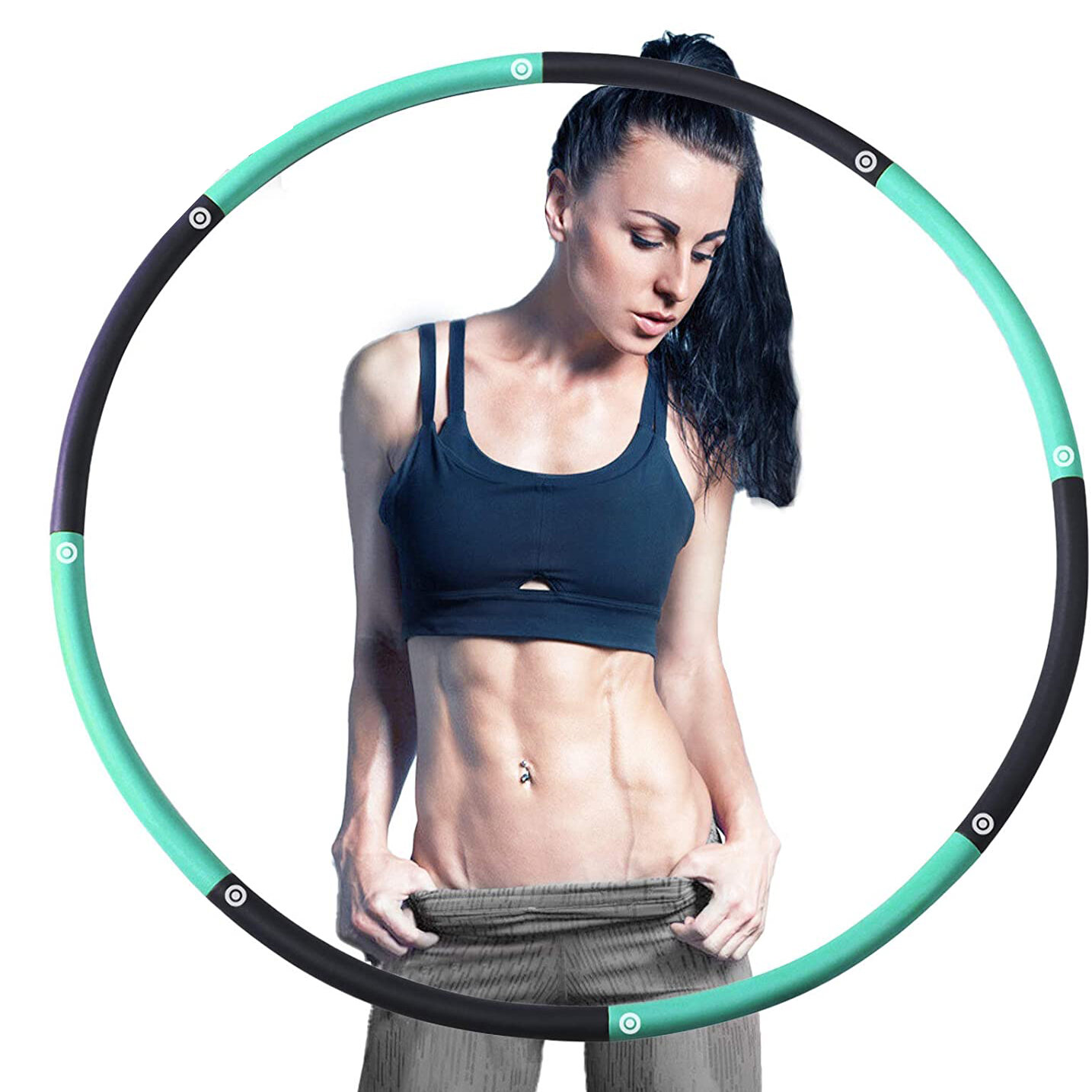 8-Sections Weighted Exercise Hoop for Adults, Folding Detachable Fitness Hoops Exercise Workout Slimming Ring