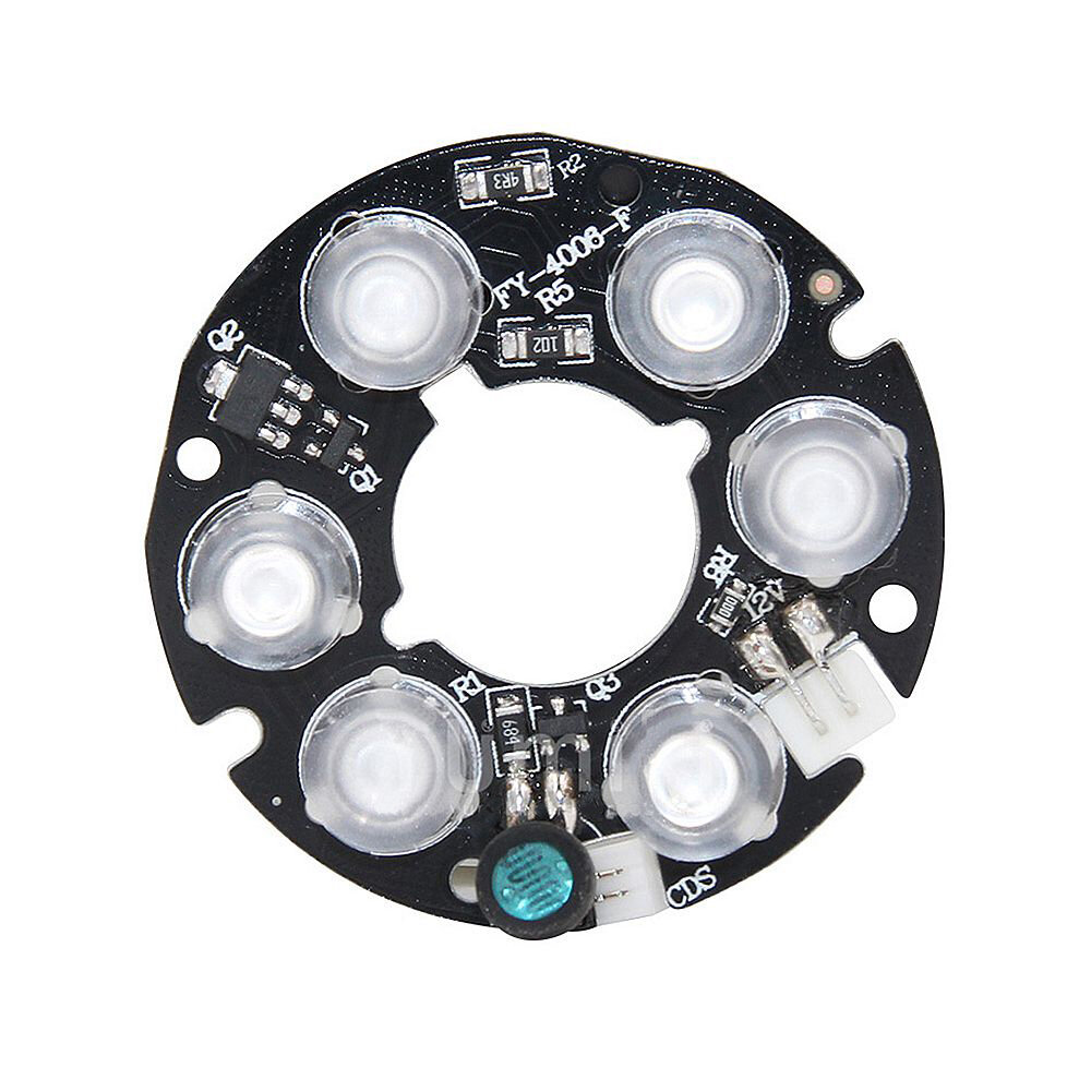 3 stks IR LED Infrarood Licht Boord voor CCTV Camera Nachtzicht 30-40 M 6 * Array LED Wit 2.5 W DC12