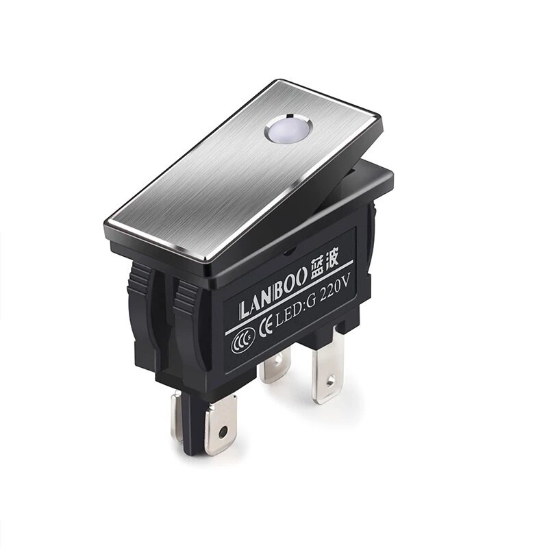 LB2810.5 Series 5-24V 250V 16A High Current Metal Power Button ON-OFF 2 Position 4Pin 6Pin KCD4 Rocker Switch with LED L