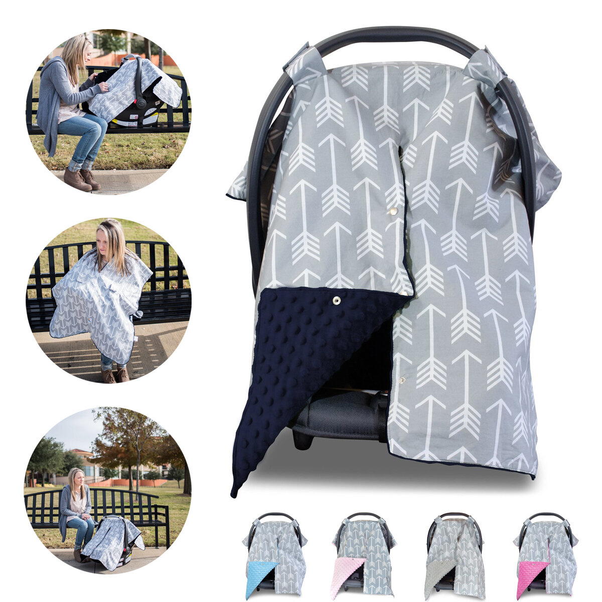 

40 x 28" Baby Stroller Car Seat Cover Canopy Nursing Breastfeeding Blanket Scarf