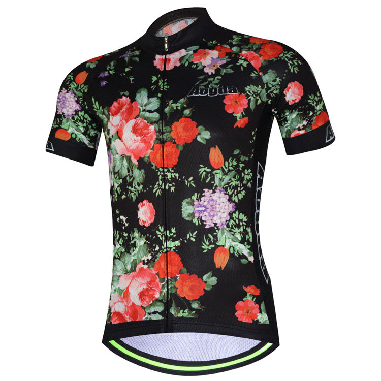 AOGDA Men Women Rose Short Sleeve Cycling Jersey Outdoor Sports Summer Polyester Mesh Breathable