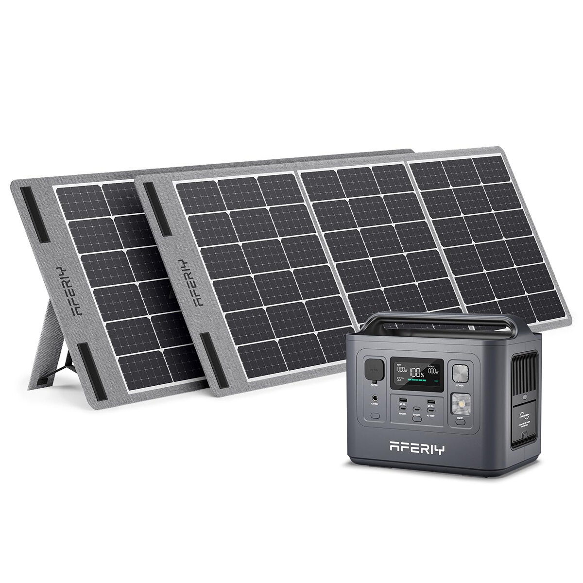 [ΕΕ Άμεση] Αφερίι P010 800W 512Wh Φορητός σταθμός ενέργειας LiFePO4 +2 * Πάνελ ηλιακής ενέργειας S100 100W, UPS Καθαρή ημιτονική κυματομορφή Camping RV Σπίτι Έκτακτης ανάγκης Φορητός Ηλιακός Γεννήτρια