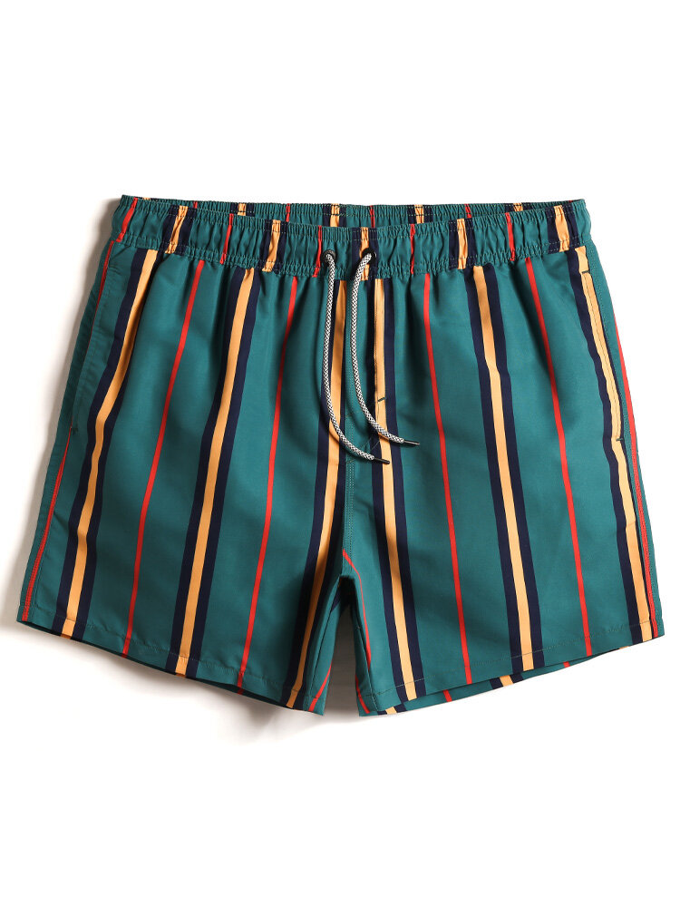 

Мужские шорты Colorful быстросохнущие в полоску на шнурке Пляжный с карманом