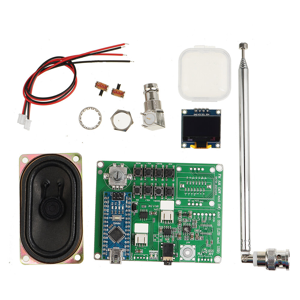 

SI4732 Full-band Radio Receiver Module Supports FM AM (MW and SW) SSB (LSB and USB) DIY kit+Speaker+Antenna Version