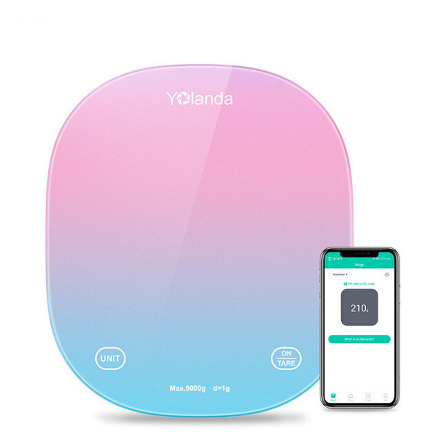 

Yolanda 5kg Smart Kitchen Scale Bluetooth APP Electronic Scales Digital Food Weight Balance Measuring Tool Nutrition Ana