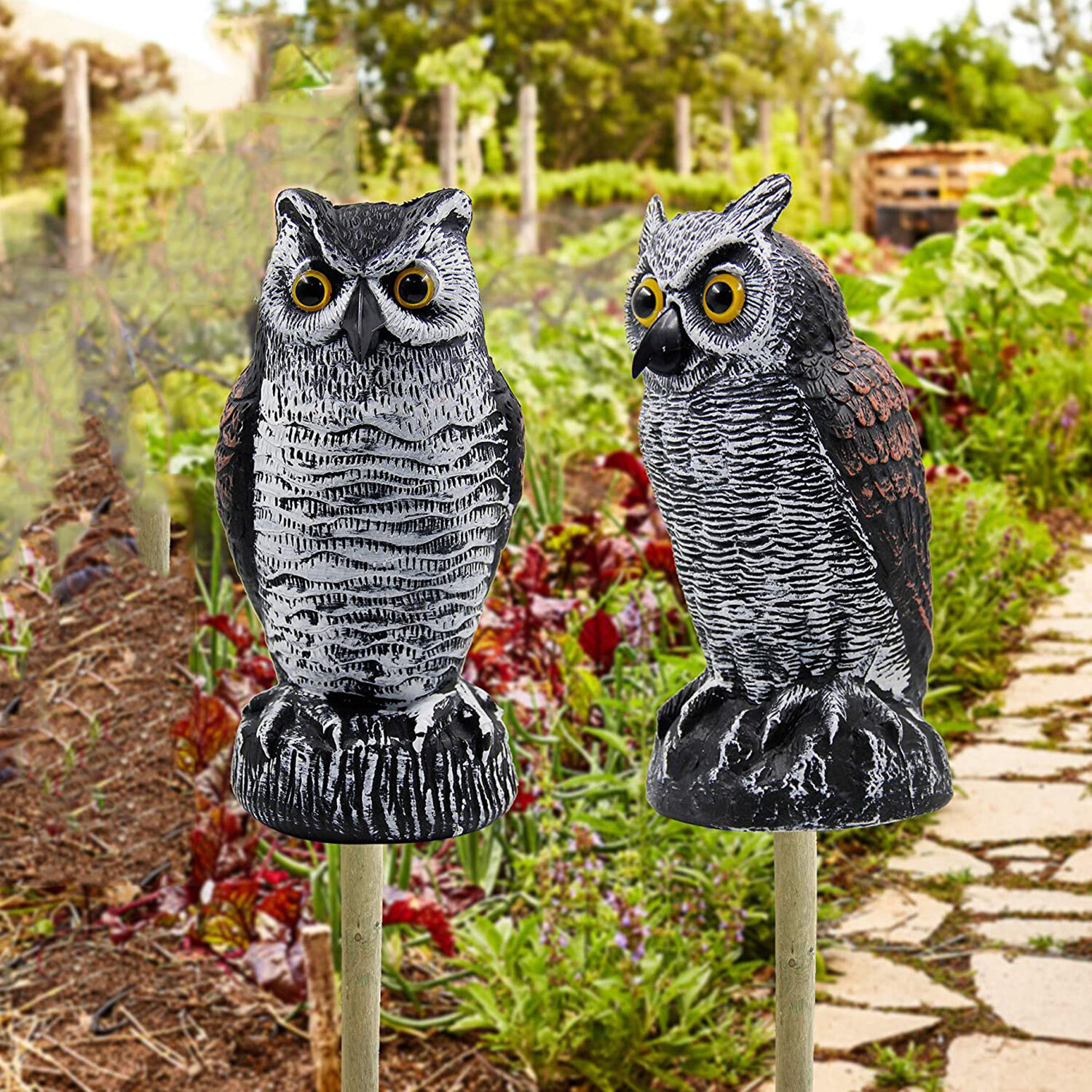  2041 Plastic Owl Bird Deterrents Horned Owl Bird Scarecrow Pest Repellent For Outdoor Garden Yard