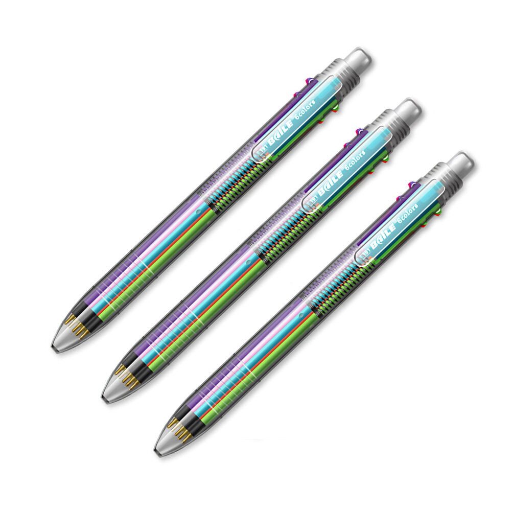 1 шт.7 мм 6 цветов шариковая ручка Ручка прозрачный многоцветный творческий основной пресс подарок письмо Ручка канцеляр