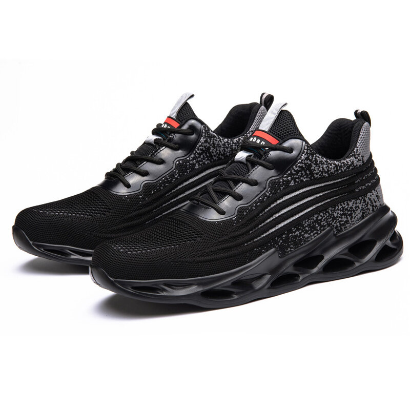 Mens Safety Shoes Anti-slip Elastic Breathable Sneakers Outdoor Jogging Running Shoes