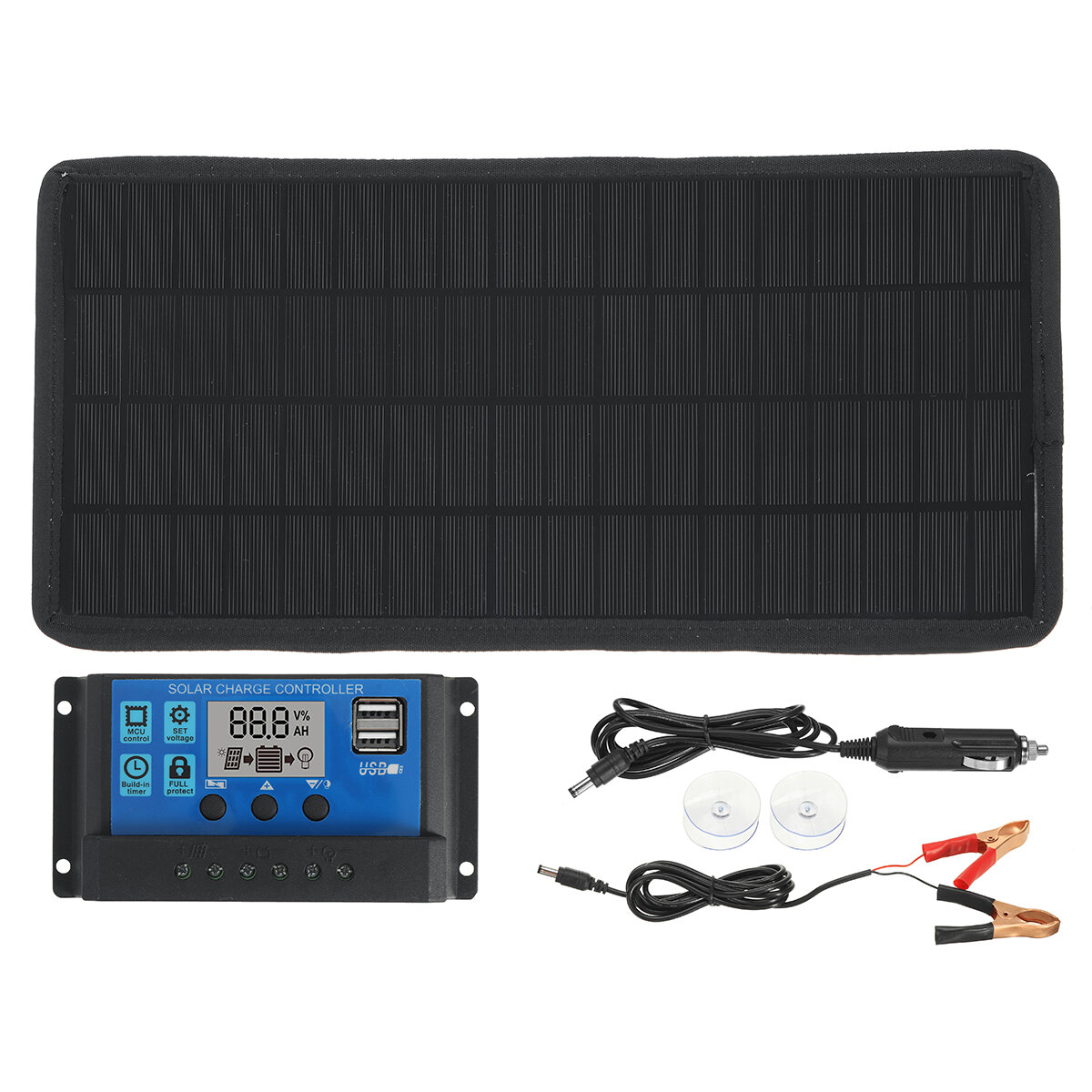15W Solar Panel Power Kit 18V Battery Charger Controller For Car RV Caravan