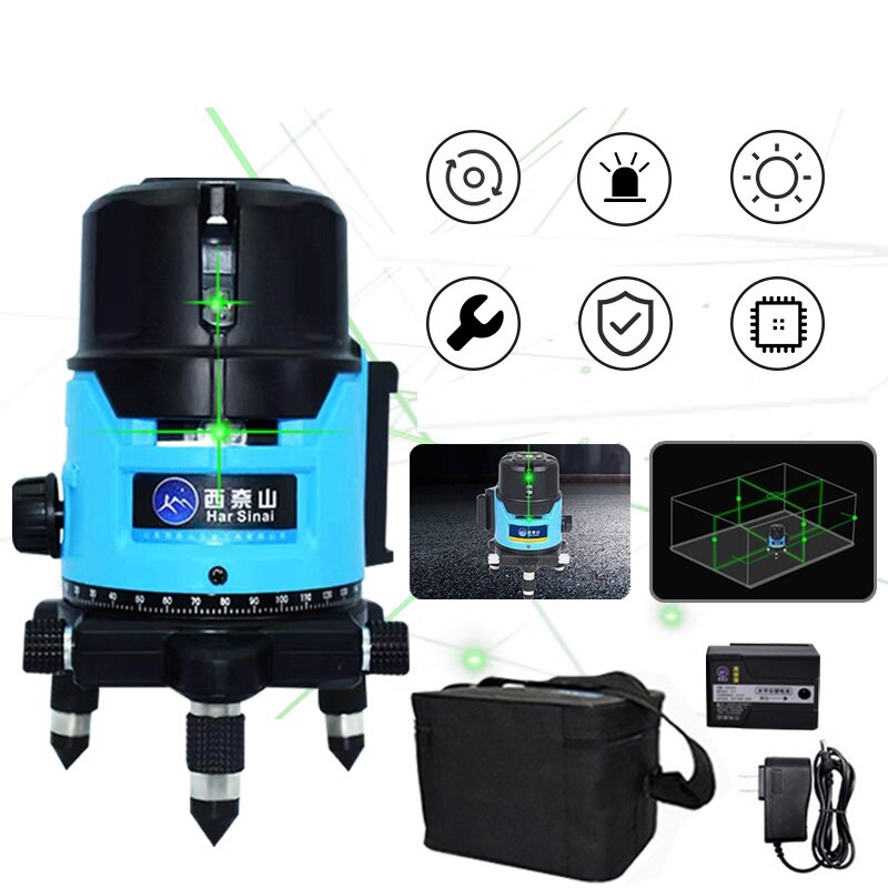 3D 360? Rotary Green Laser Level 5 Lines Self-Leveling Cross Horizontal Vertical Measuring Tool