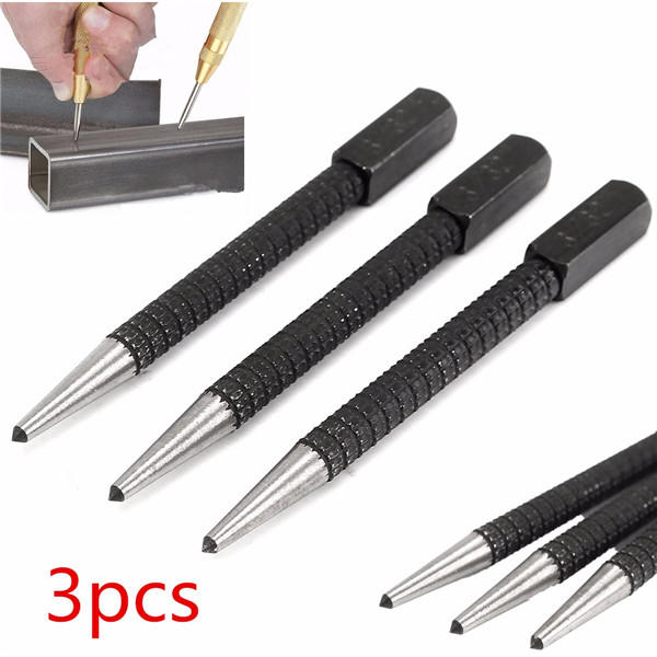 Point Metal Wood Scribe Marking Tool 3 Piece Steel Centre Punch Set 