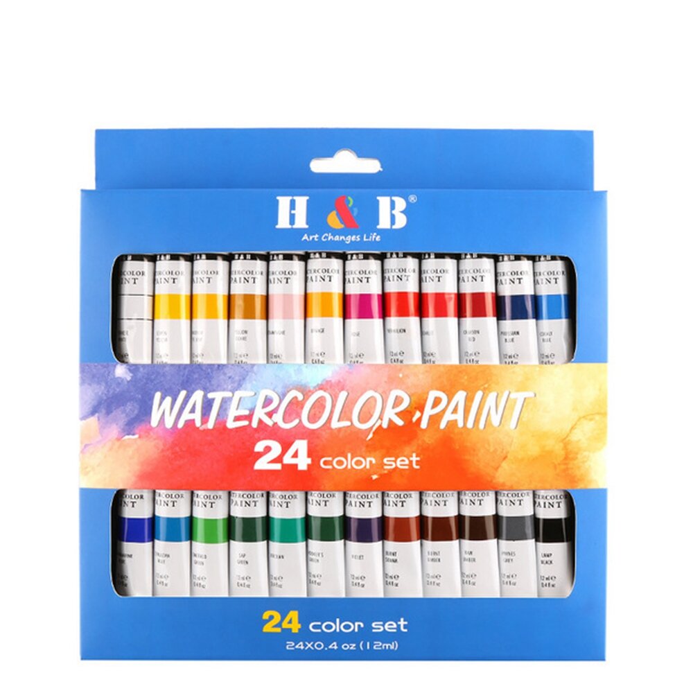 H&B Professional 24-Color 12ML Propylene Pigment Hand-Painted Set Wall Painting DIY Watercolor Paint Set  - buy with discount