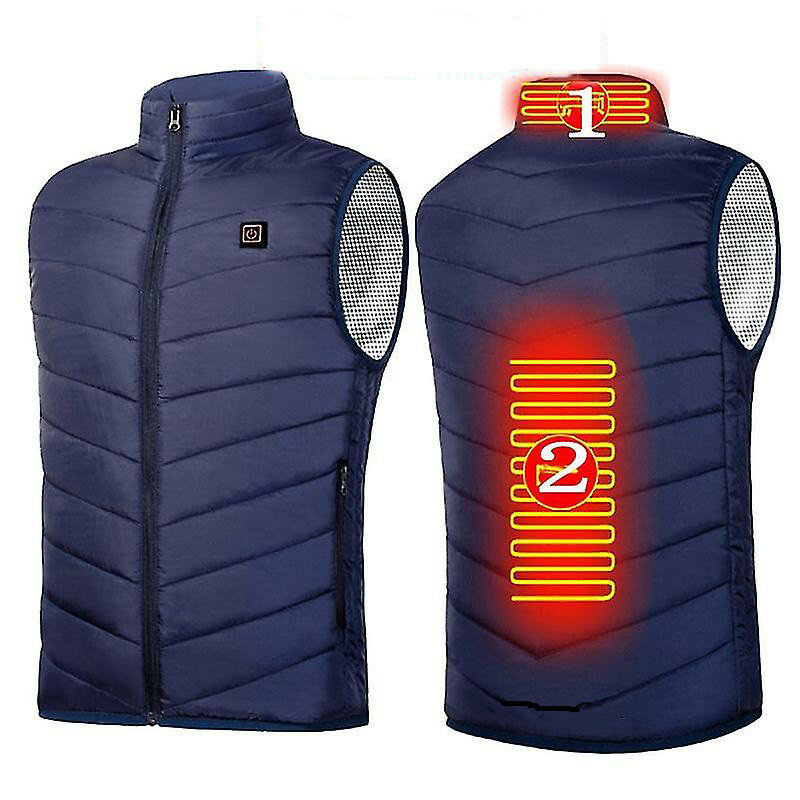 TENGOO HV-02C Heated Vest 2 Heating Zones Trible Gears Temperature Level Control USB Charging Warm Electric Heating Jacket for Winter Outdoors Sports