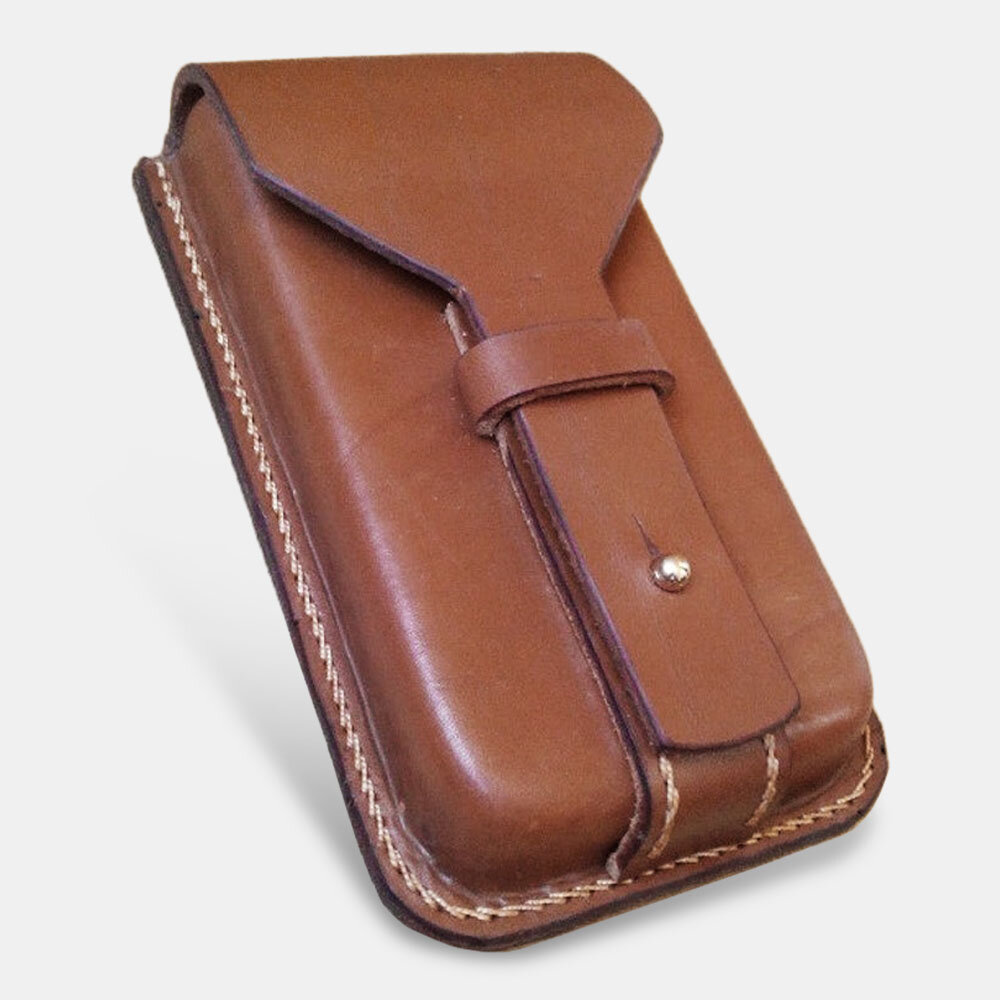 

Ekphero Men Genuine Leather Solid Color Multifunction Vintage 6.3 Inch Phone Case Waist Packs