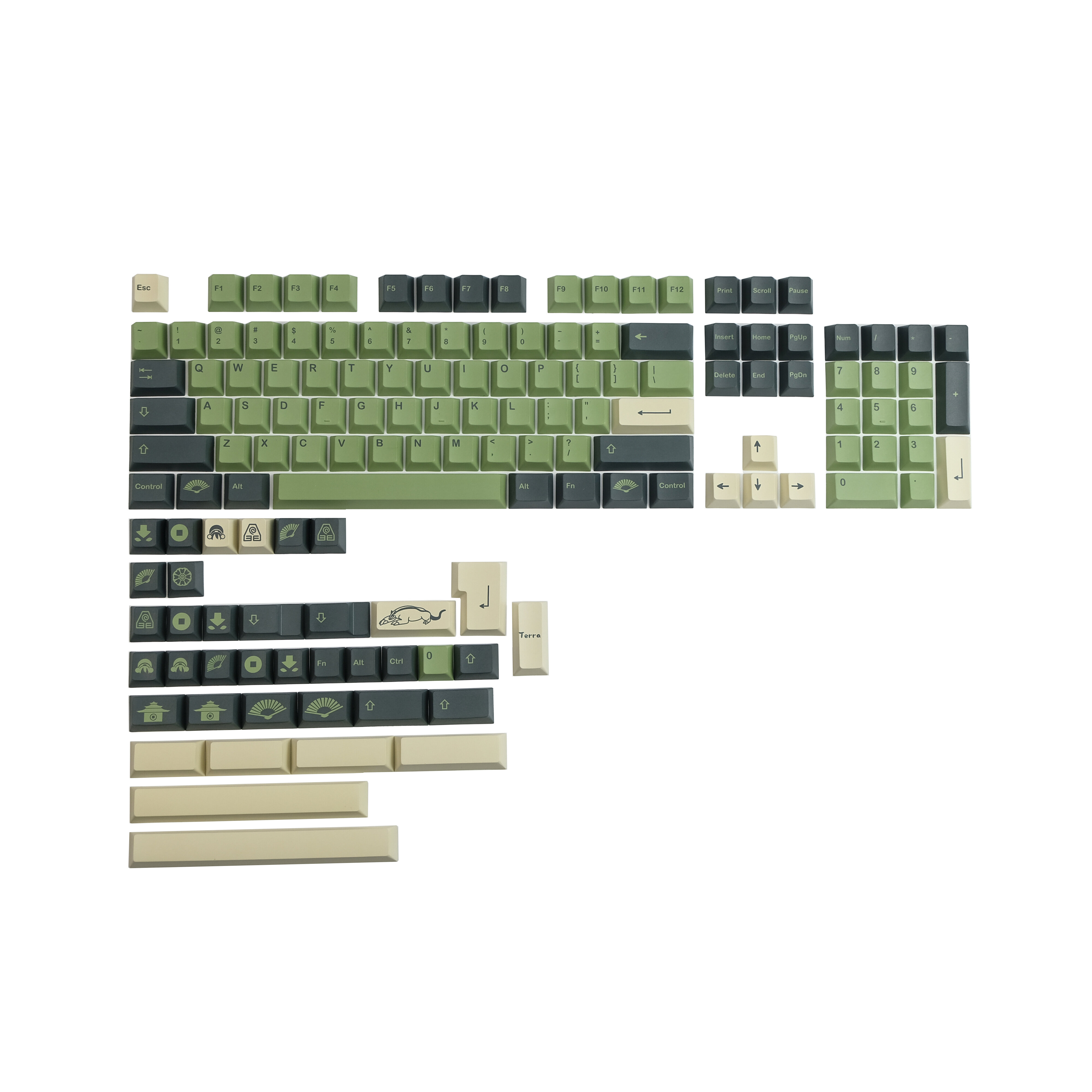 140 toetsen GMK Terra Green PBT Keycap Set Cherry Profile Sublimation Keycaps voor mechanische toets