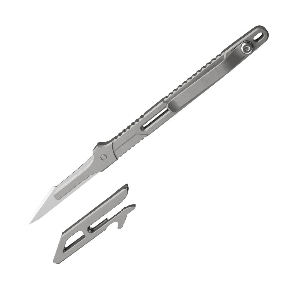 Couteau de poche NITECORE NTK07 en titane d'aviation TC4 Ti Alloy ultra-fin et léger de 114,5 mm de longueur, outil polyvalent pour l'extérieur et la coupe quotidienne.