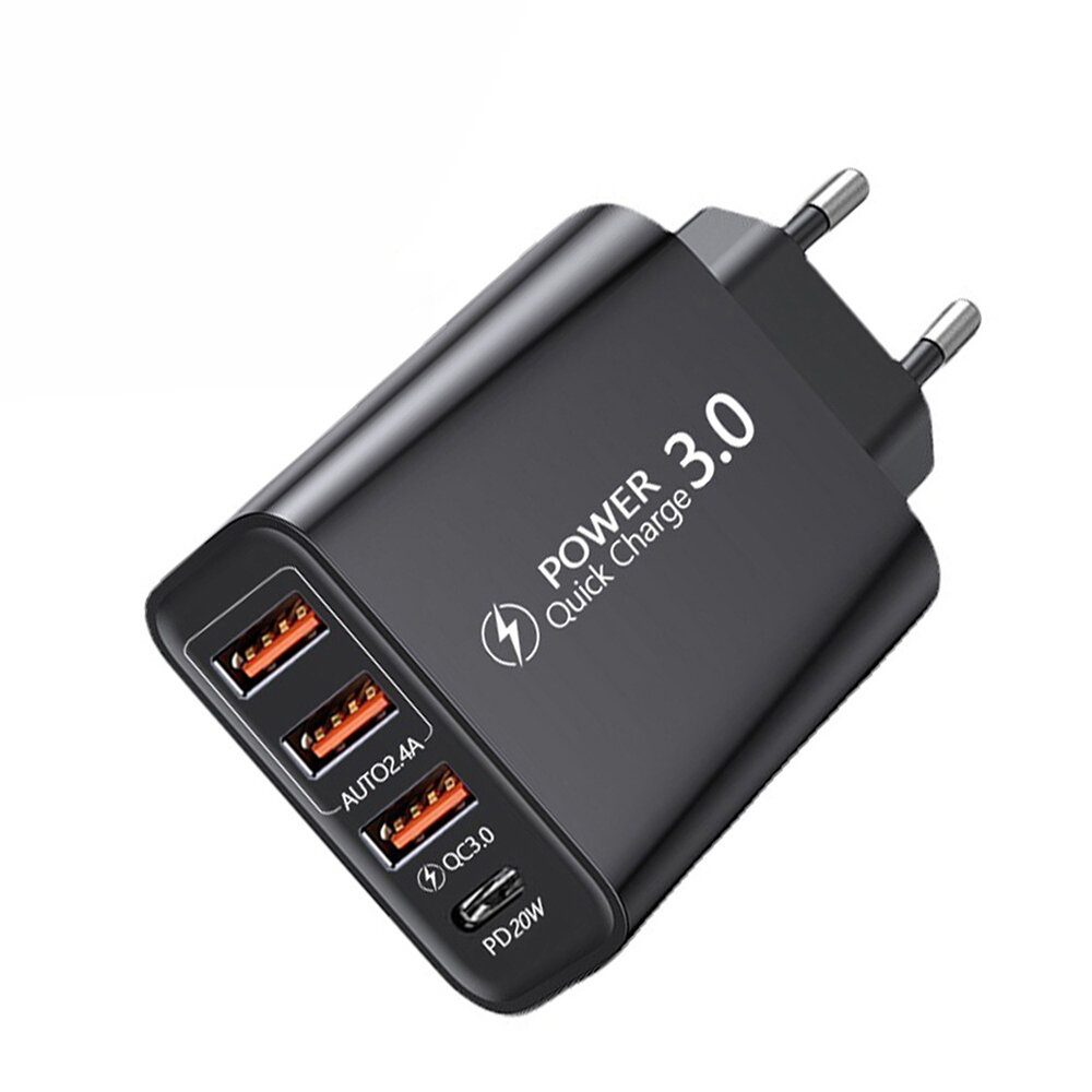 

30W 4-Port USB PD Charger Dual USB-A+USB-C PD3.0 QC4.0+QC3.0 Support SCP FCP Fast Charging Wall Charger Adapter EU Plug