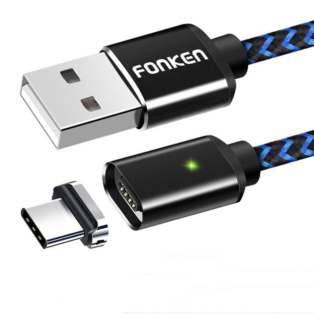 FENKON 2.4A Micro USB Type C Magnetische Nylon Gevlochten Snel Opladen Datakabel Voor Oneplus 7 Poco