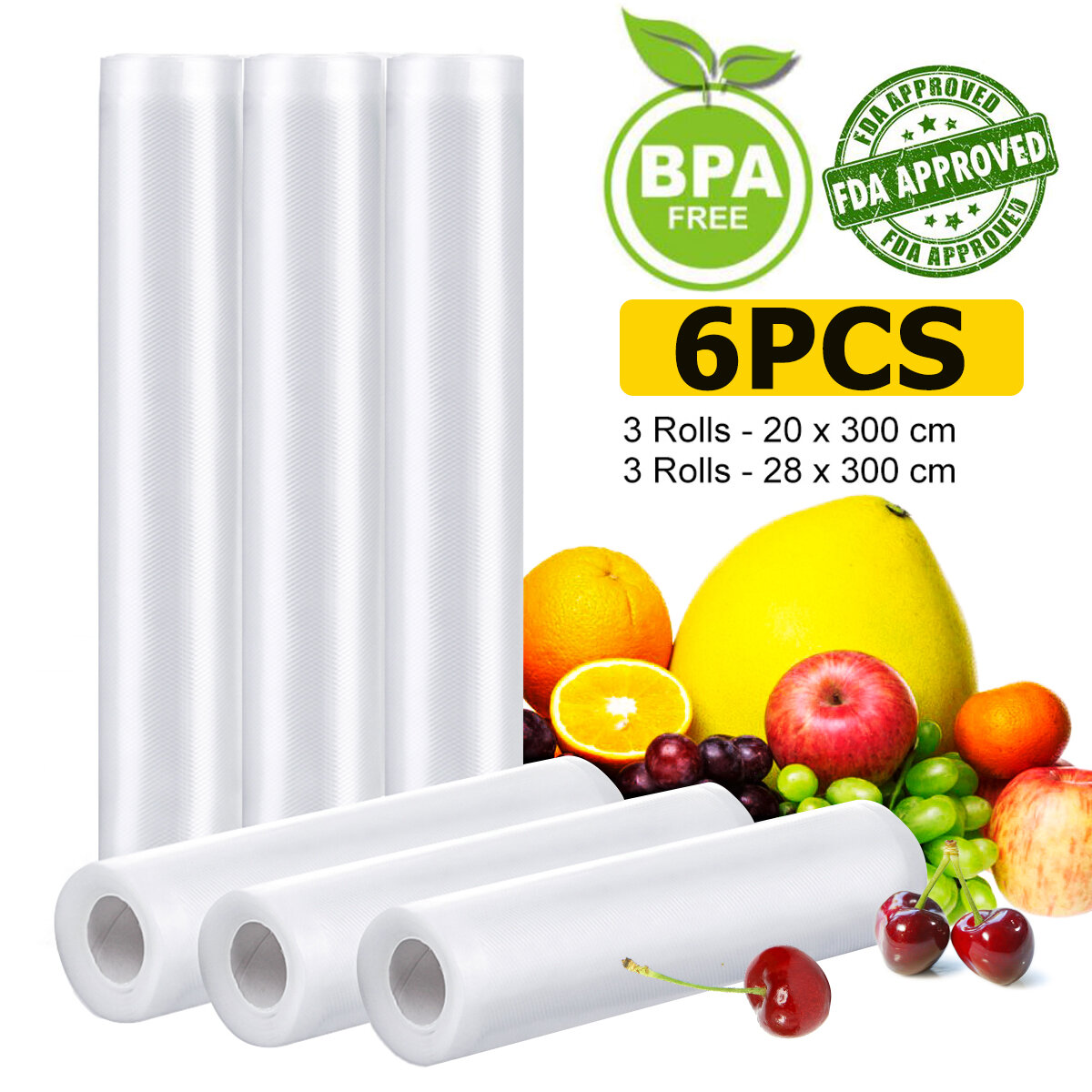 6 Roll Audew Vacuümafdichtfolie Huishoudelijk Voedsel Groente BPA-vrij