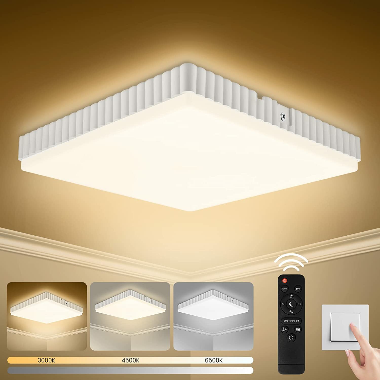 best price,24w,square,three,color,ceiling,lamp,discount