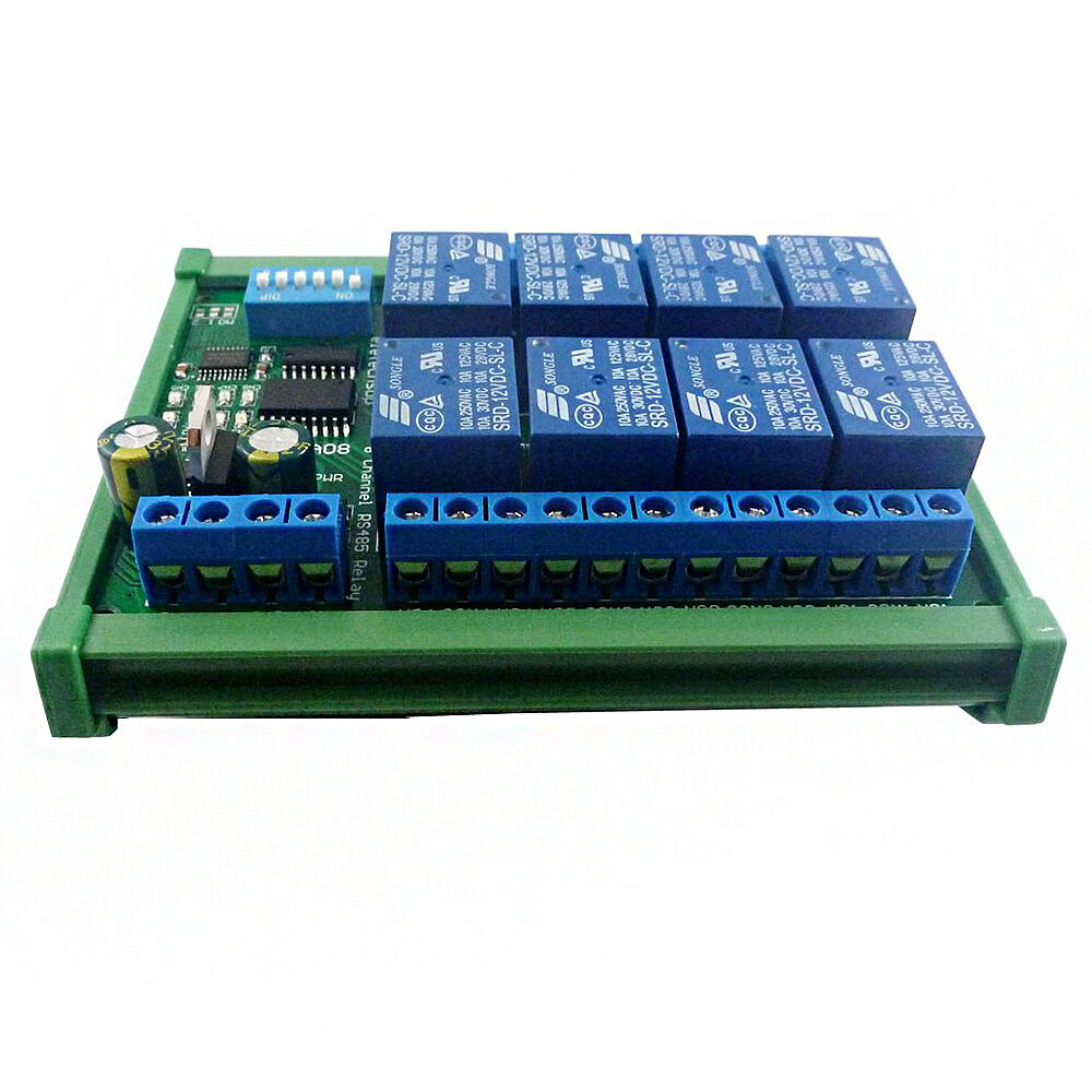 R4D8A08 DC 12V 8 Channel RS485 Relay Module Modbus RTU UART Remote Control Switch with/without DIN35 C45 Rail Box for PL